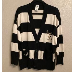 Disney Parks Minnie Mouse Vintage Style Striped Cardigan Mickey Noir 1920s XL